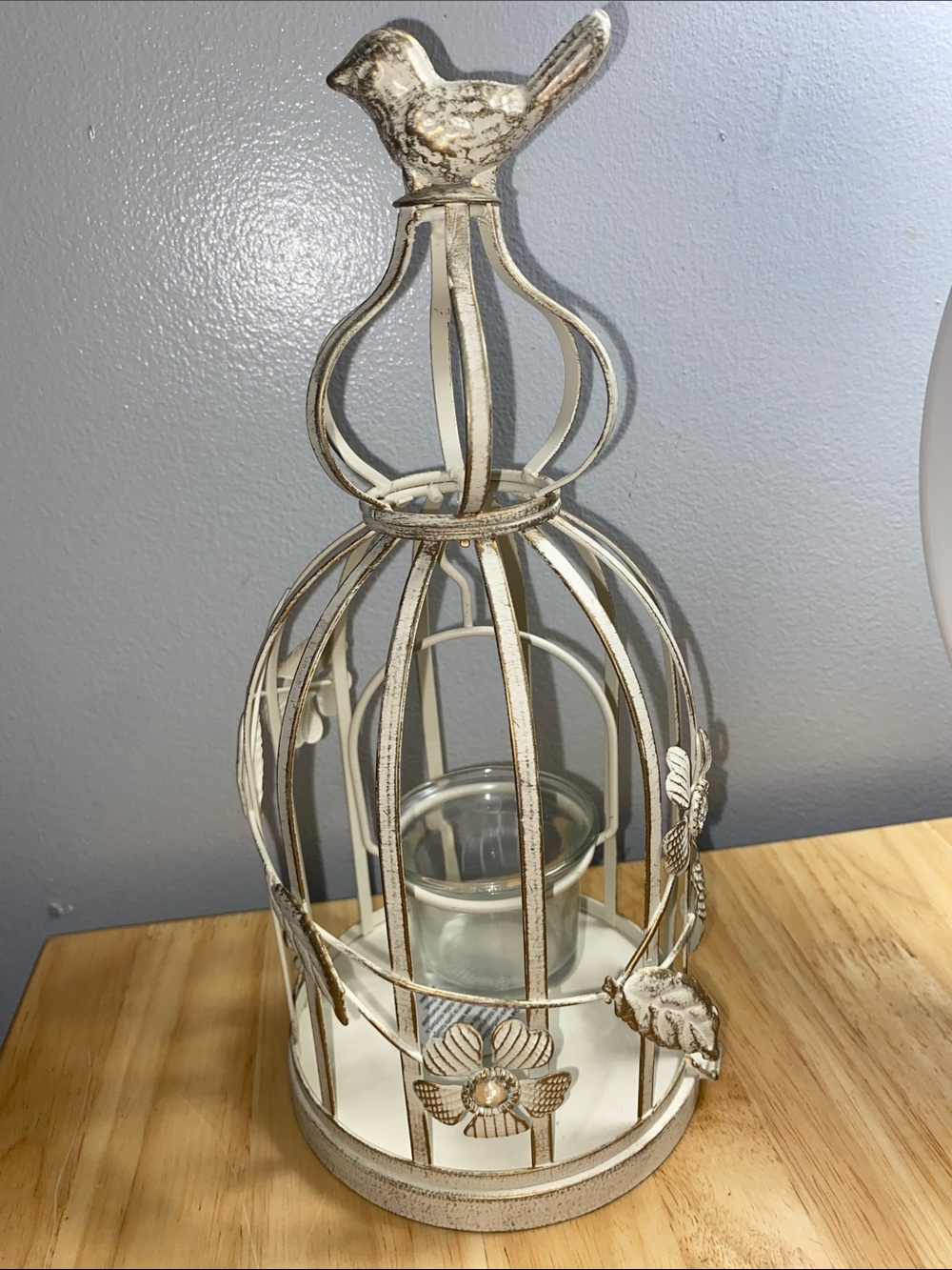 Pier 1 Cream and Gold Birdcage Votive Candle Holder